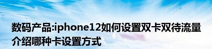 苹果手机双卡设置使用哪个卡流量的方法（一步步教你如何设置iPhone双卡流量使用）