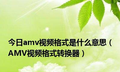 AMV视频格式转换器推荐（选择适合你的AMV视频格式转换器）